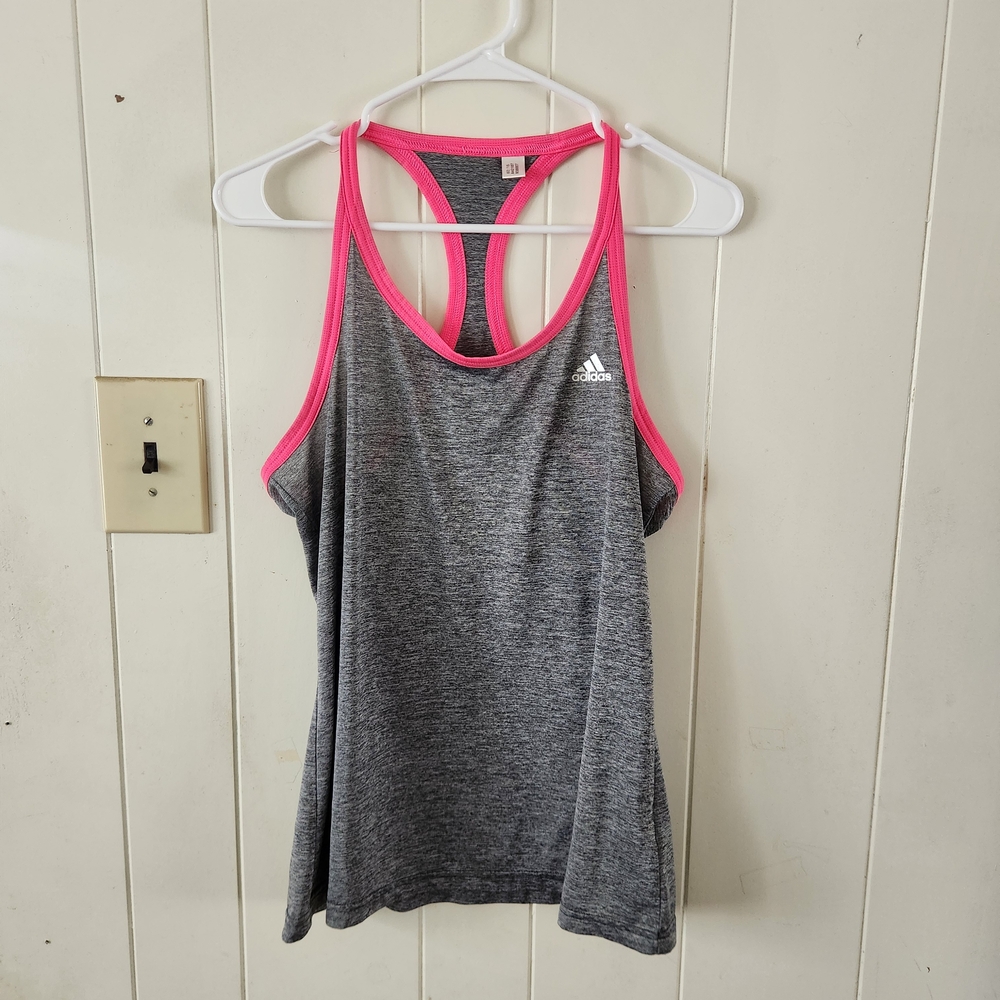 Adidas Women's Gray and Pink Tank Top Size M